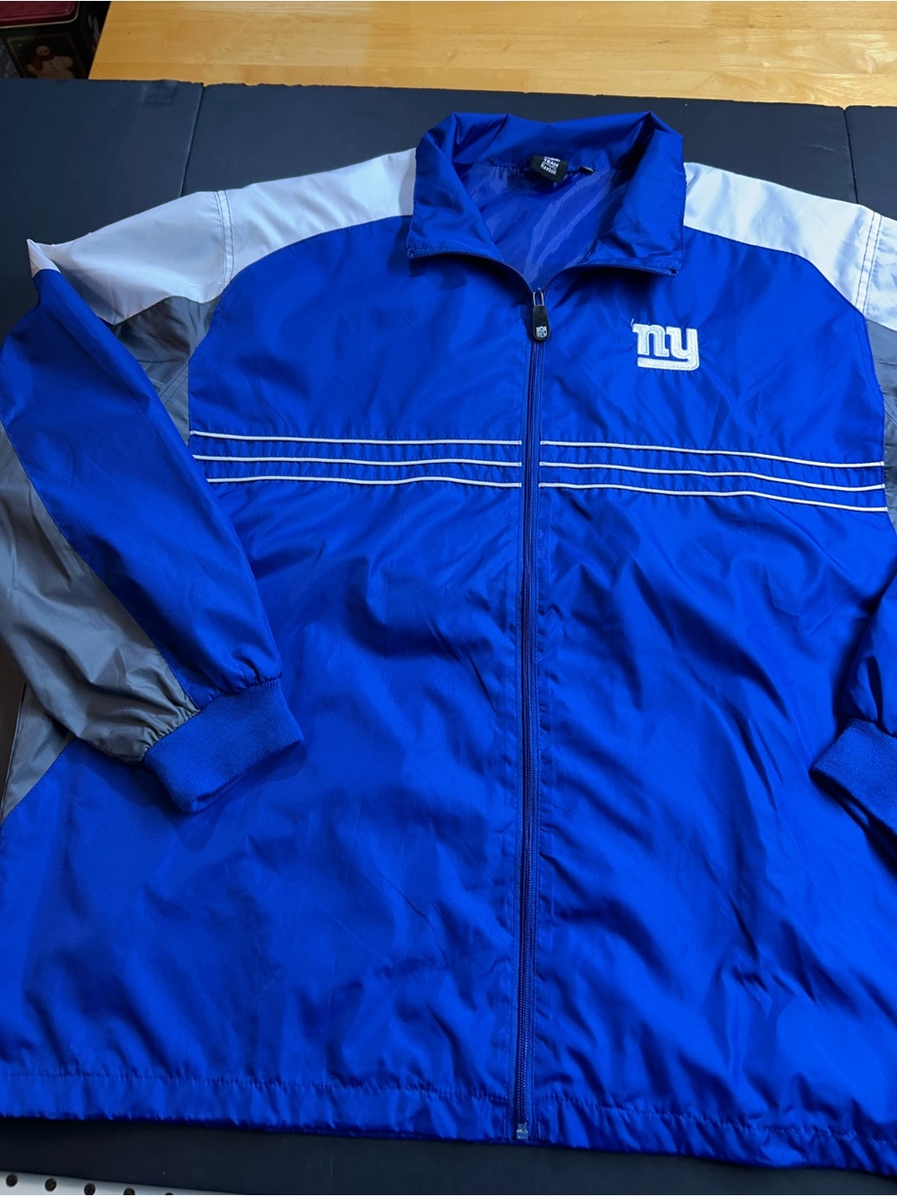 Reebok Royal Blue NY Giants Men’s Windbreaker Jacket with White & Gray Accents